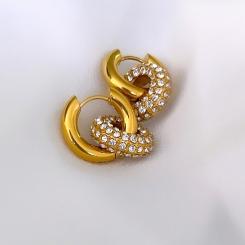 Gold Plated Double Huggies Thick Hoop Earrings